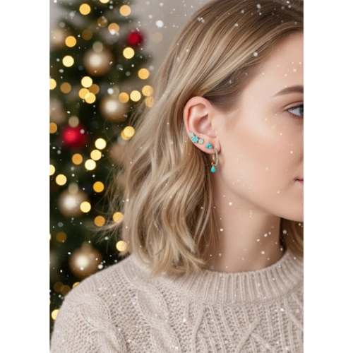 ZESTAW KOLCZYKÓW TURKUSOWYCH NA SZTYFCIE KOMPLET